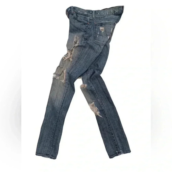 7 For  All Mankind Distressed Low Rise Bootcut Jeans Size 27 - Picture 4 of 11